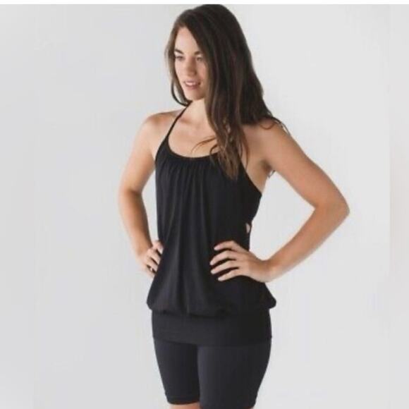 LULULEMON No Limits built in bra Racerback black tank Size 4 - Picture 1 of 9